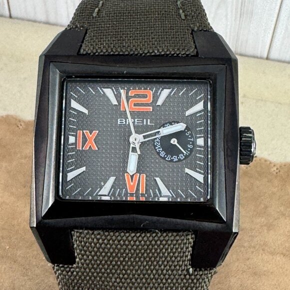 Spectacular Breil Milano BW0259 Asymmetrical Rectangular Orange Arabic Numerals - Picture 1 of 9